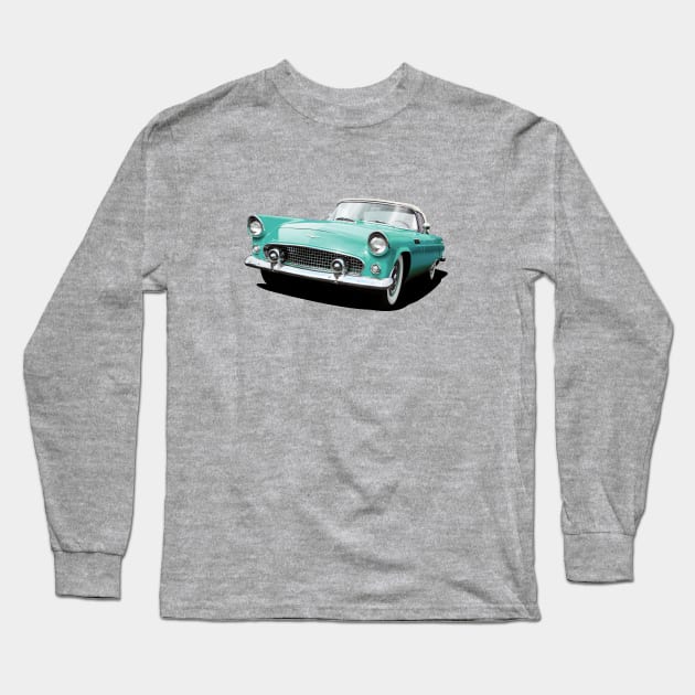 1956 Ford Thunderbird in teal Long Sleeve T-Shirt by candcretro